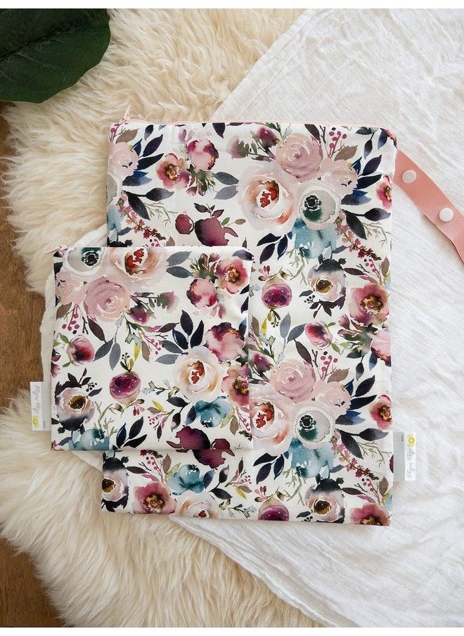 Itzy Ritzy - Sealed Wet Bag With Adjustable Handle Washable And Reusable Wet Bag With Water Resistant Lining Ideal For Swimwear Diapers Gym Clothes & Toiletries; Measures 11” X 14” Blush Floral - Image 1
