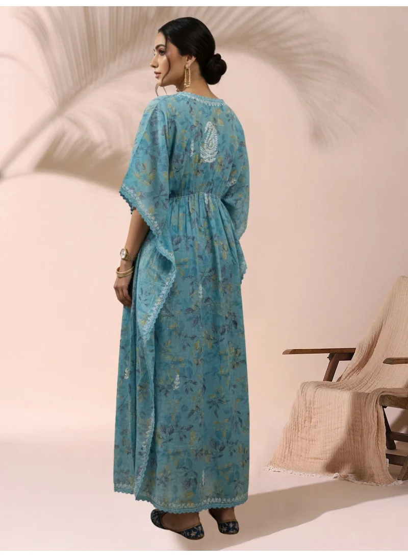 Alaya Hand Embroidered Chikankari Cotton Kaftan-AL3833