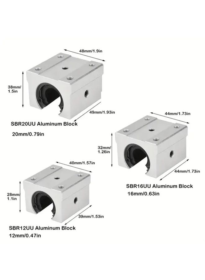 SBR12UU Aluminum Linear Motion Bearing Slide 4 Pcs Precision Guide Rail Set - Image 2