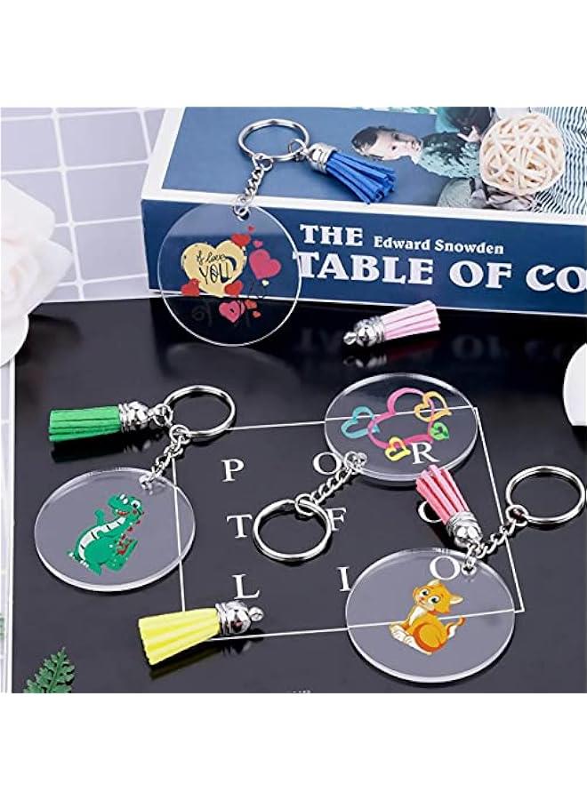 FYLX Set of 30 Clear Acrylic Keychain Blanks Rings with Chain Tels and Jump Rings  Total 120 s - Image 5