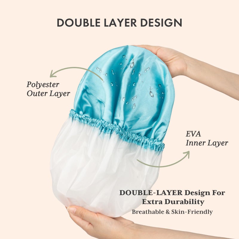 AmazerBath Shower Cap, 4 PCS Shower Caps for Women Reusable Waterproof, Double Layers Hair Cap for Shower, Elastic and Flexi Bath Caps, Environmental Protection Bathing Hat for Adult Kids - Image 2