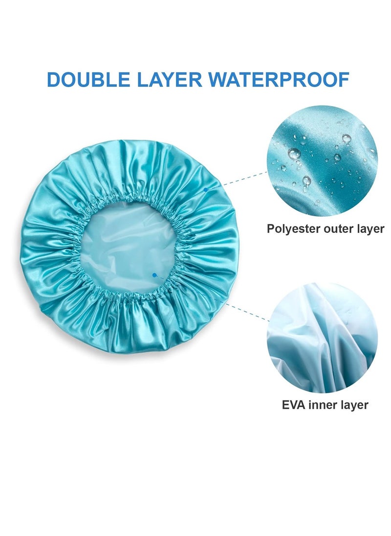 AmazerBath - AmazerBath Shower Caps for Women, 4 PCS Waterproof Bath Caps, Elastic and Reusable Shower Hair Cap, Double Layers Hair Cap, Environmental Protection Bathing Hat - Image 1