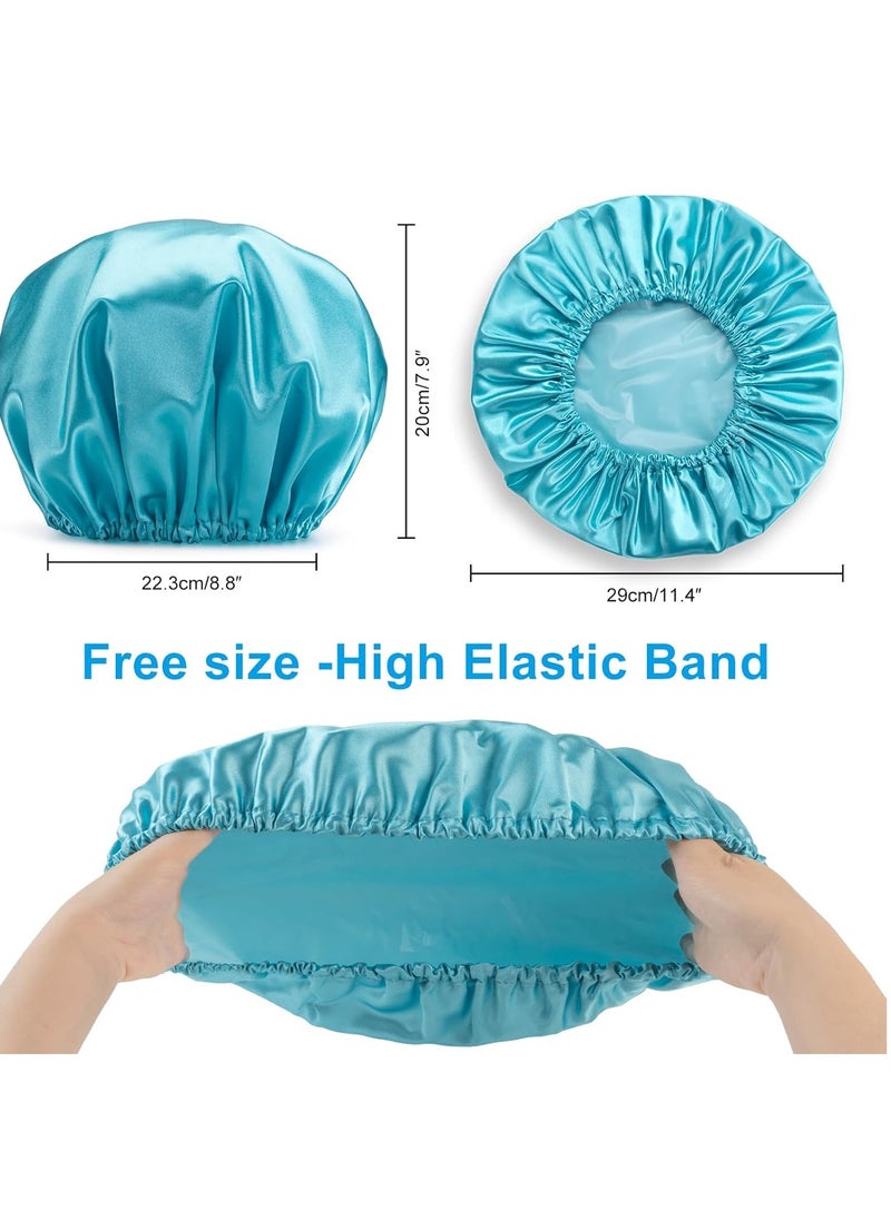 AmazerBath - AmazerBath Shower Caps for Women, 4 PCS Waterproof Bath Caps, Elastic and Reusable Shower Hair Cap, Double Layers Hair Cap, Environmental Protection Bathing Hat - Image 1
