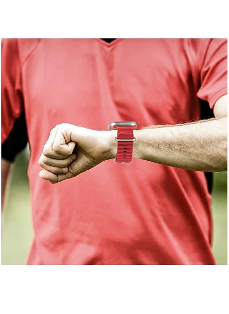 GENNEXT - 3 Pack Adjustment Soft Silicone Wristbands Compatible with Apple Watch Ultra 49mm Red/White/Black - Image 1