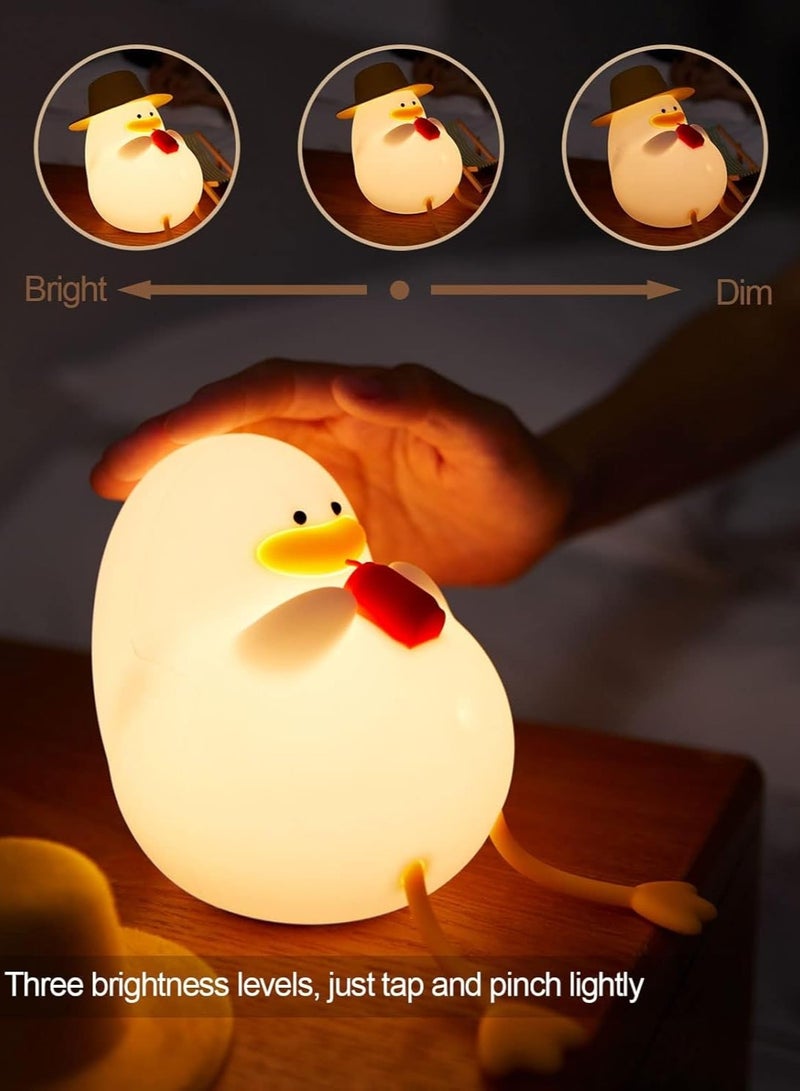Night Light for Kids - Happy Duck Premium Silicone Lamps, Cute and Dimmable Nightlight for Soothing Bedtime Ambience - Image 1