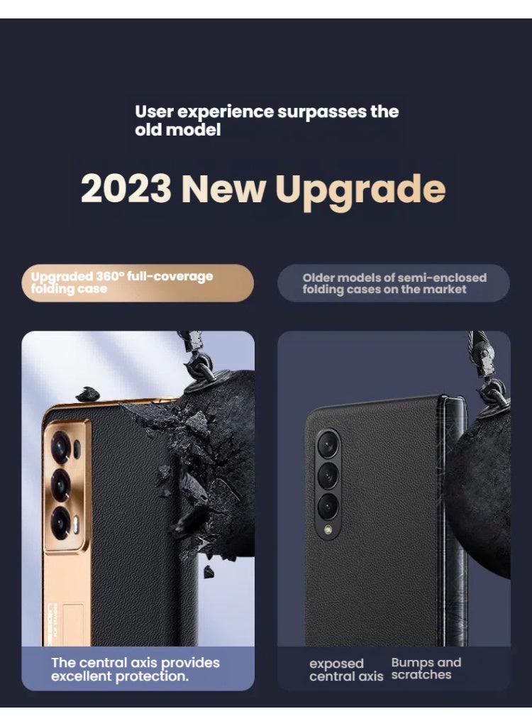 Genetic Case suitable for Glory magicVS3 mobile phone case magicVS2 central axis hinge protective case V2 electroplated Napa cowhide - Image 4