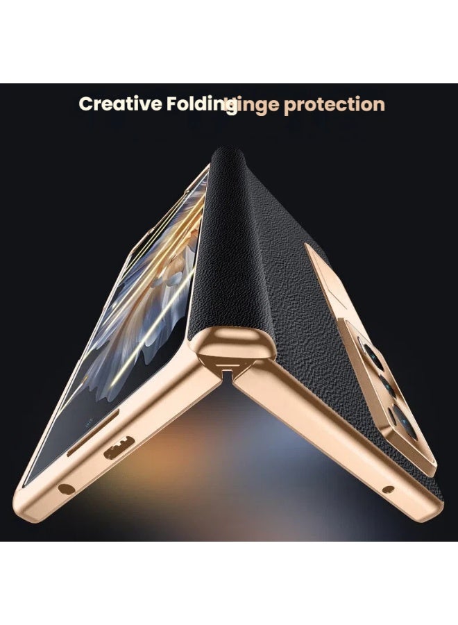Genetic Case suitable for Glory magicVS3 mobile phone case magicVS2 central axis hinge protective case V2 electroplated Napa cowhide - Image 2