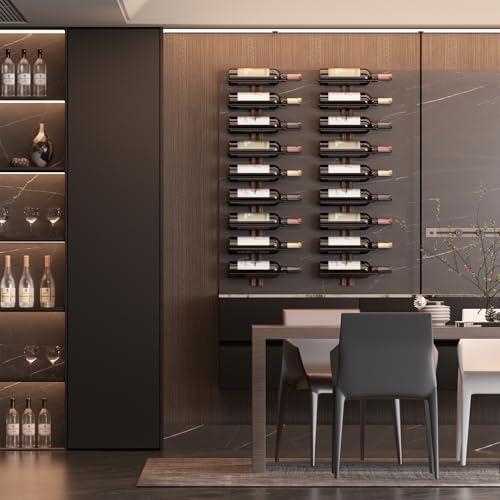 B4Life Wine Rack Wall Mounted for 9 Wine Bottles, Wood Wine Racks for Wall, Wine Holder Wine Bottle Racks for Kitchen, Dining Room, Bar - Image 4