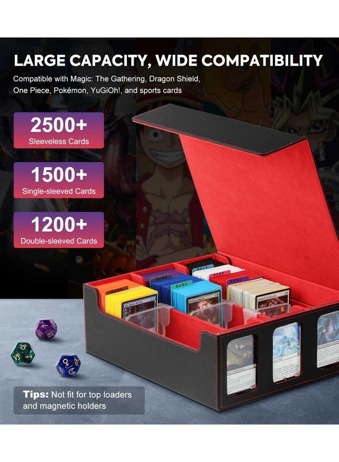 MoKo 2500+ MTG Deck Box with 24 Dividers & 3 Card Supporters, Commander Card Deck Case with Display Window, Fits for Magic Game Cards, YugiOh, Black Red - Image 3