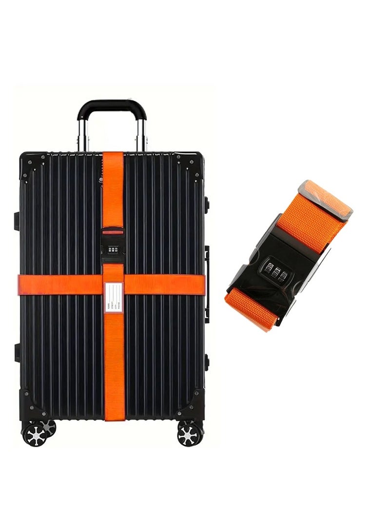 amazing.EGP Luggage Security Strap with Combination Lock, Cross Strap, Adjustable, Orange - Image 1