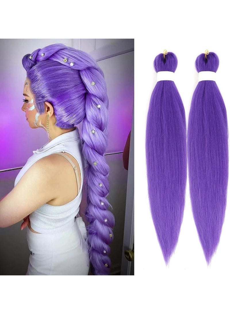 2 عبوة شعر تجديل أرجواني مسبق التمديد، خصل شعر اصطناعي 30 بوصة لتسريحات الضفائر الملتوية والمربعة، ألياف مقاومة للتشابك لأزياء التنكر والكرنفالات، لجميع الأعمار - Image 1