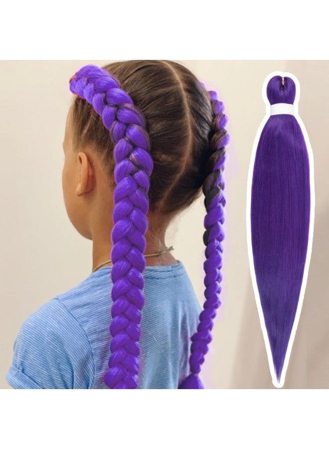 2 عبوة شعر تجديل أرجواني مسبق التمديد، خصل شعر اصطناعي 30 بوصة لتسريحات الضفائر الملتوية والمربعة، ألياف مقاومة للتشابك لأزياء التنكر والكرنفالات، لجميع الأعمار - Image 4
