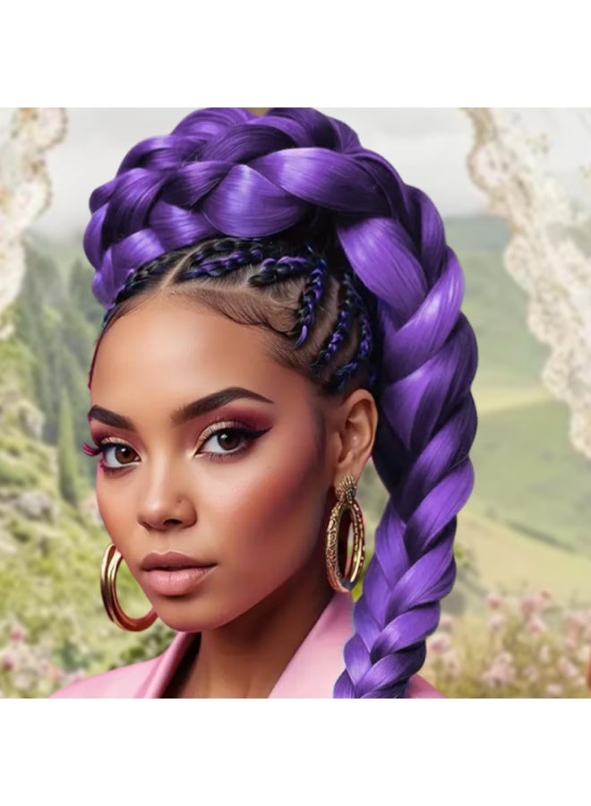 2 عبوة شعر تجديل أرجواني مسبق التمديد، خصل شعر اصطناعي 30 بوصة لتسريحات الضفائر الملتوية والمربعة، ألياف مقاومة للتشابك لأزياء التنكر والكرنفالات، لجميع الأعمار - Image 3