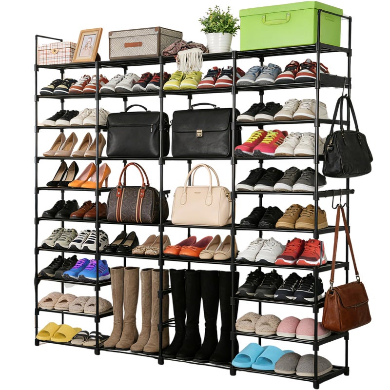 AIHSUMC Extra Large Shoe Rack â€“ 4 Columns Ã— 10 Tiers, Holds Up to 72â€“80 Pairs â€“ Heavy-Duty Stackable Metal Shoe Organizer for Entryway, Closet, Garage - Image 1