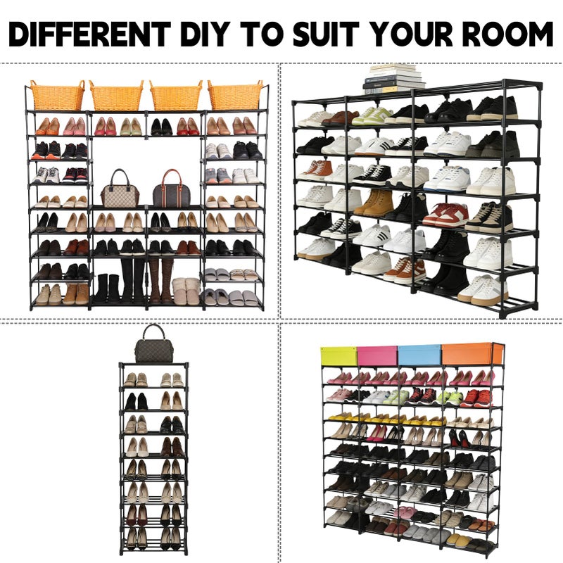 AIHSUMC Extra Large Shoe Rack â€“ 4 Columns Ã— 10 Tiers, Holds Up to 72â€“80 Pairs â€“ Heavy-Duty Stackable Metal Shoe Organizer for Entryway, Closet, Garage - Image 5
