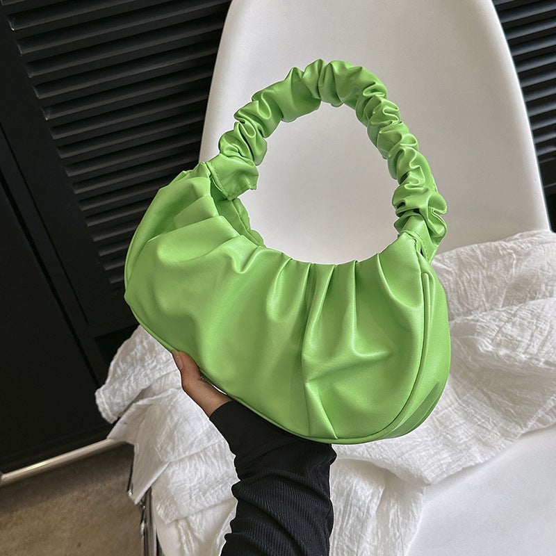 Macaron Handbag Cloud Pleated Bag Women'S Bag 2023 New Solid Color Simple Messenger Bag Fashionable All-Match Bag - Image 1