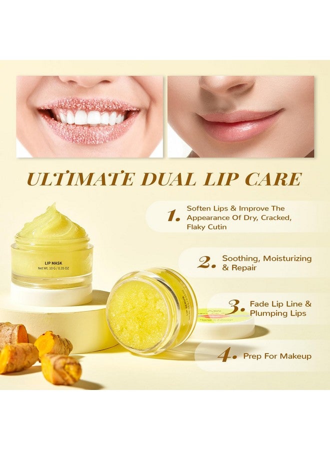 ANAI RUI Lip Care Kit - Lip Sugar Scrub Set, Lip Sleeping Mask & Lip Exfoliator Scrub - Overnight Lip Skin Treatment - Scrub & Moisturizer For Dry Chapped Cracked Peel Lips (Turmeric+Honey) - Image 3