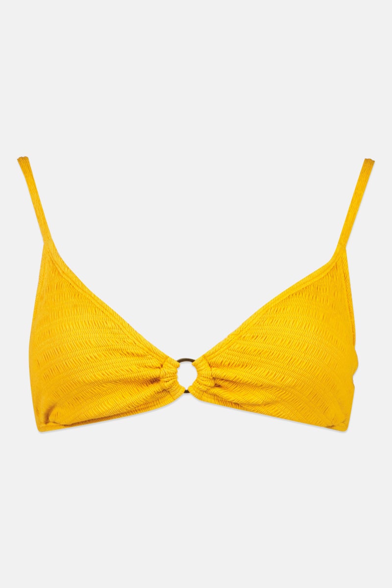 Billabong Women Ruched Padded Bikini Top, Golden - Image 1