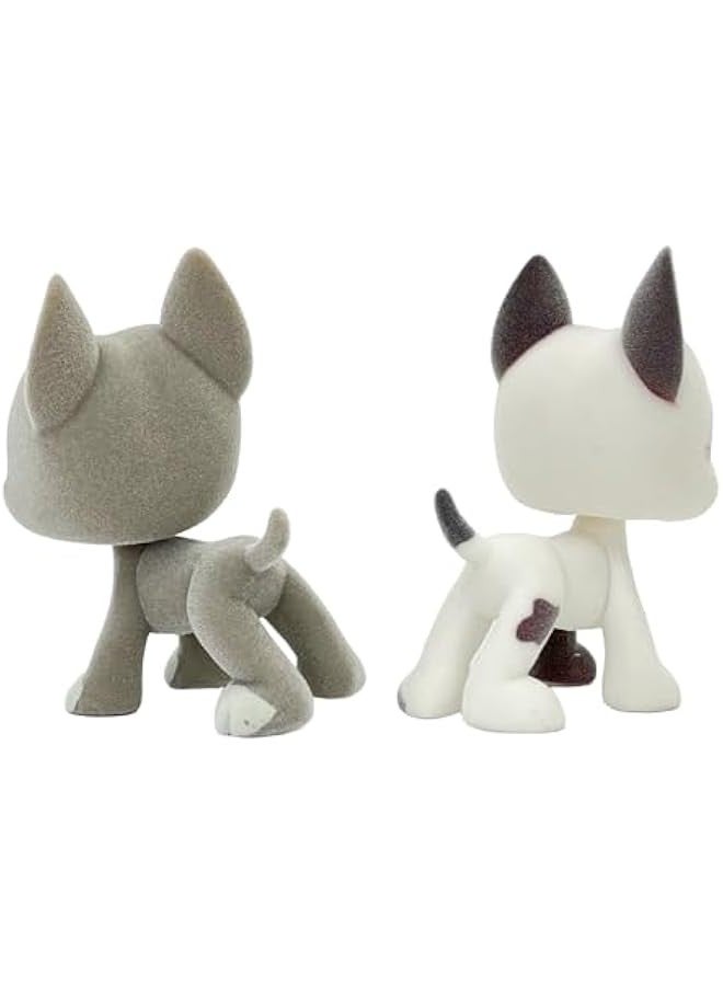2pcs Custom-Made Flocked Animal Figure Fuzzy Collie Great Dane Dachshund Cocker Spaniel Dog Short Hair cat Old Pet Shop Toy Birthday Party Favor (#184 and #577)  - Image 5
