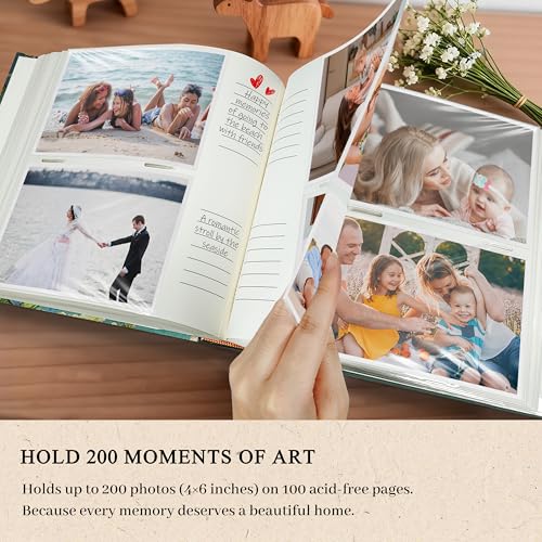kuword Van Gogh Almond Blossom Photo Album 4x6 with Writing Space 200 Pockets New Baby & Wedding,Floral Memory Book for Blooming Life -Kuword - Image 5