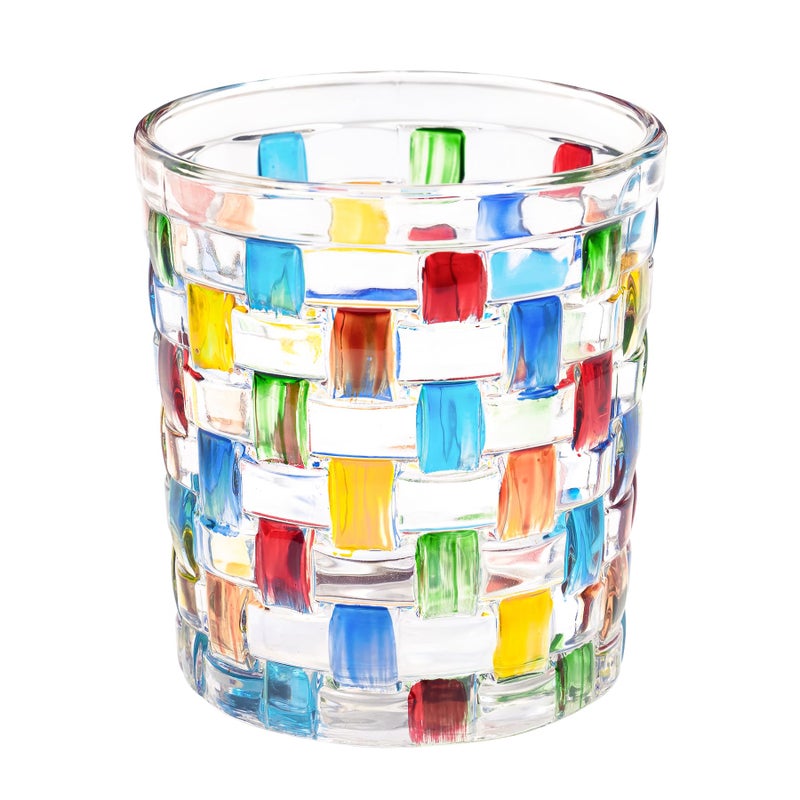 Toptime Tea Light Holder with Stained Glass  Woven Pattern Romantic Color Clash Votive  Christmas Candle Holder for Table Centrepiece Holiday  Party Home Decor