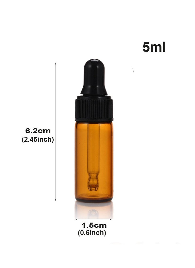 ELFENSTALL - Simple-e 10pcs 5ml 1/6oz Amber Mini Glass Bottle Amber Sample Vial Small Essential Oil Bottle with Glass Eye Dropper + 1pc Glass Clean Cloth + 1pc 3ml dropper (10) - Image 1