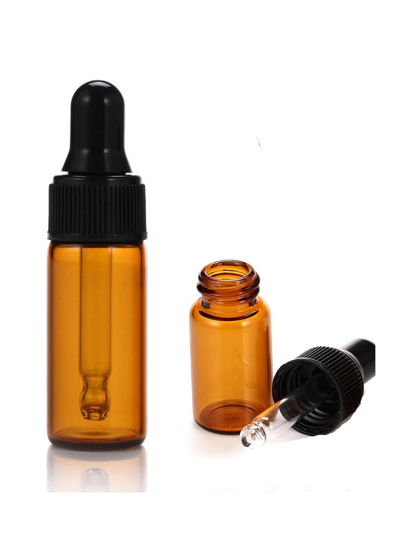 ELFENSTALL - Simple-e 10pcs 5ml 1/6oz Amber Mini Glass Bottle Amber Sample Vial Small Essential Oil Bottle with Glass Eye Dropper + 1pc Glass Clean Cloth + 1pc 3ml dropper (10) - Image 1