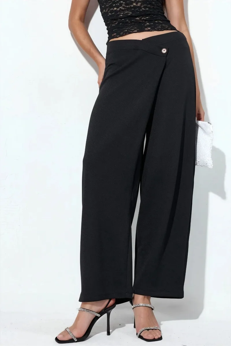 BUSEM Women's High-waist Wide-leg Crepe Trousers