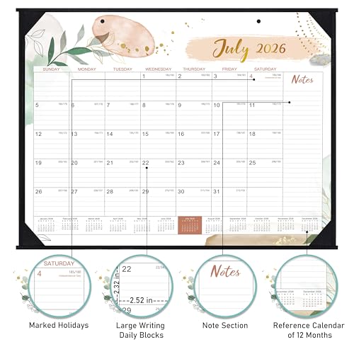 Feteulo 2026-2027 Desk Calendar - Desk Calendar 2026-2027, JUL. 2026 - DEC.2027, 22" x 17", 18 Monthly Desk/Wall Calendar, Large Ruled Blocks, Notes, Thick Paper, Corner Protector, Rolled Desk Calendars with Box - Image 3