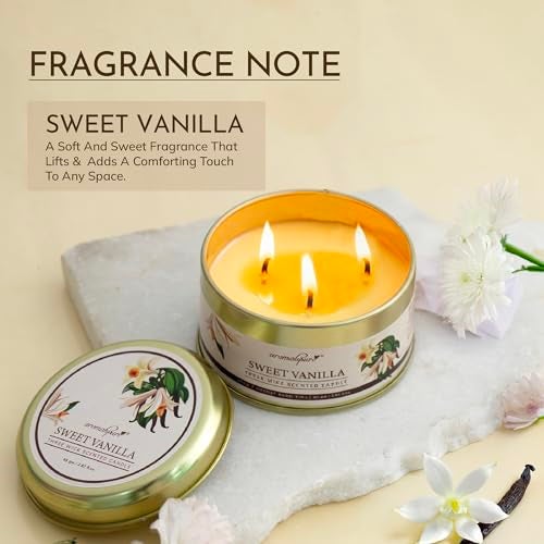 Aromahpure Vanilla 3 Wick Candle in Container with Lid | 85g | Burn Time 7 Hours | Scented Candle | Relaxing Aromatherapy Candles for Home Décor, Gifting, Bedroom & Spa - Image 2