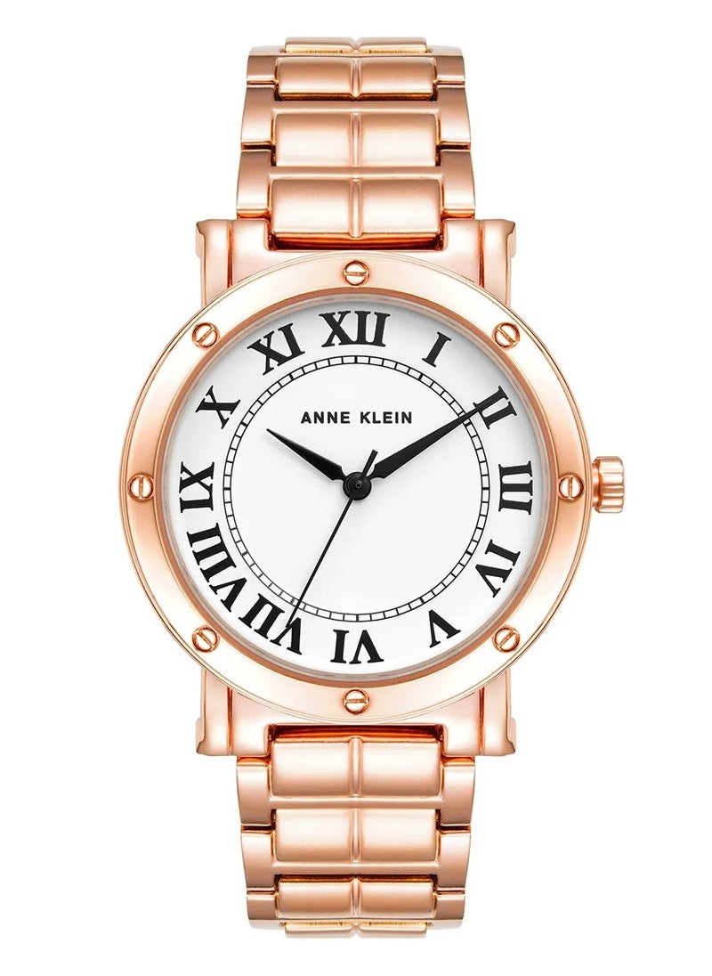 Anne Klein Women's Rose Gold Analog Stainless Steel Strap Watch - AK4012WTRG