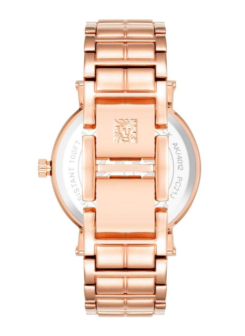 Anne Klein Women's Rose Gold Analog Stainless Steel Strap Watch - AK4012WTRG