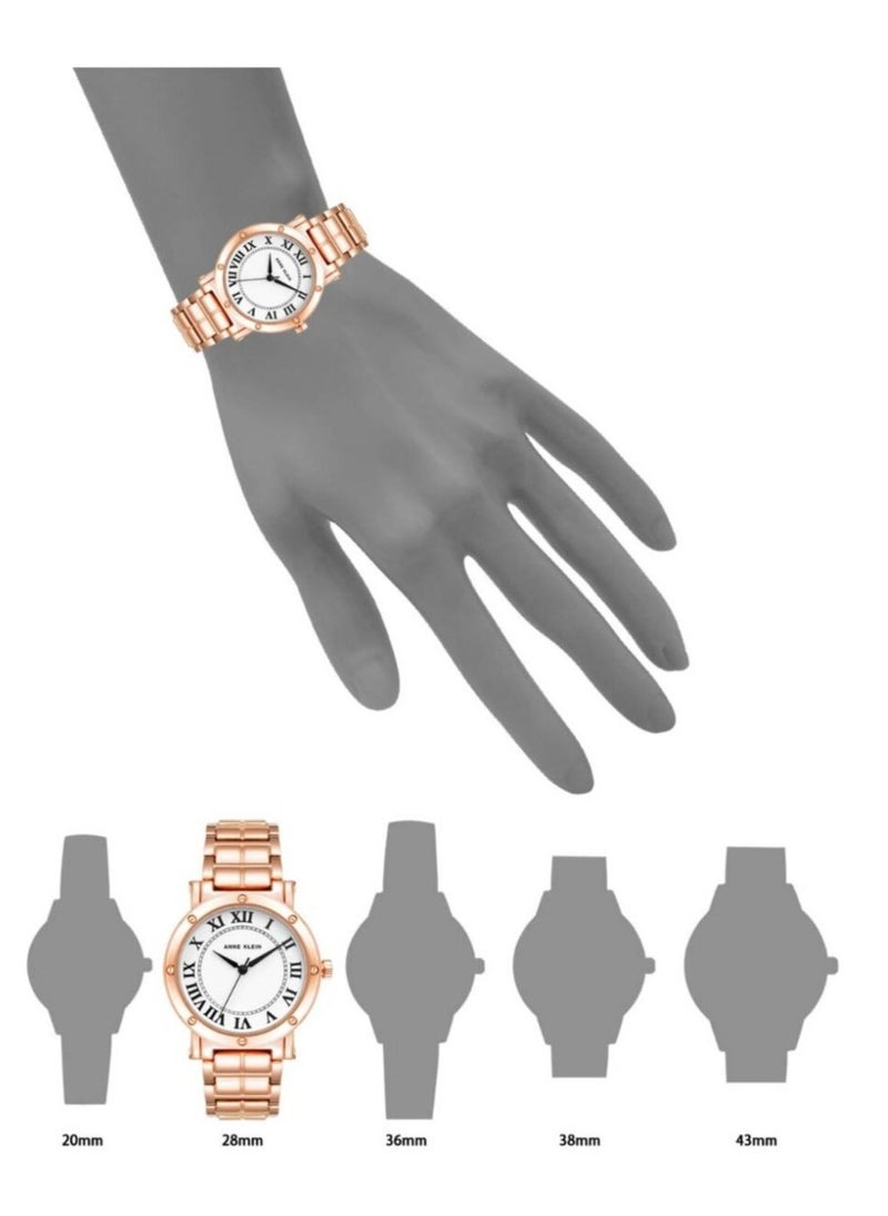 Anne Klein Women's Rose Gold Analog Stainless Steel Strap Watch - AK4012WTRG
