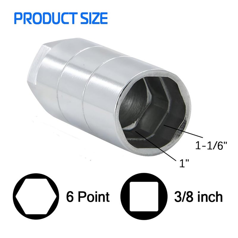 A ABIGAIL Oil Pressure Switch Socket 3/8" Drive or 1 1/8" hex Fits 1" and 1 1/16" Switches Up to 2 5/8" Long Oil Pressure Switches Oil Pressure Sending Socket Sliver - Image 4