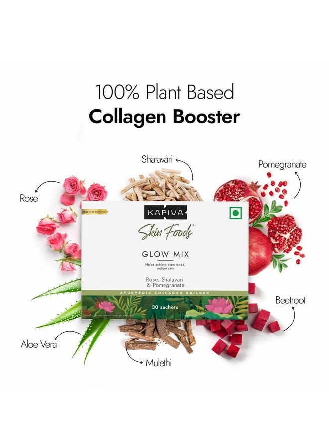 Kapiva كابيفا سكين فودز جلو ميكس | مكمل غذائي للجلد بالأيورفيدا، مسحوق الكولاجين | العناية بالبشرة لبشرة متألقة وصحية (30 كيس)  - Image 3