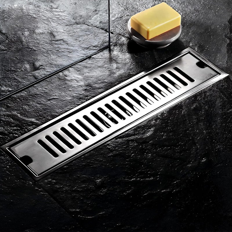 CARNIVAL LinearVertical 12 x 4 Shower Water Drain Channel 12 inch Long Floor Drainer for Bathroom Bathroom Drainage Jali 304 Stainless Steel Side Hole 12x4 - Image 1