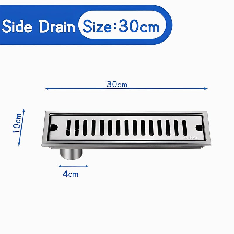 CARNIVAL LinearVertical 12 x 4 Shower Water Drain Channel 12 inch Long Floor Drainer for Bathroom Bathroom Drainage Jali 304 Stainless Steel Side Hole 12x4 - Image 4