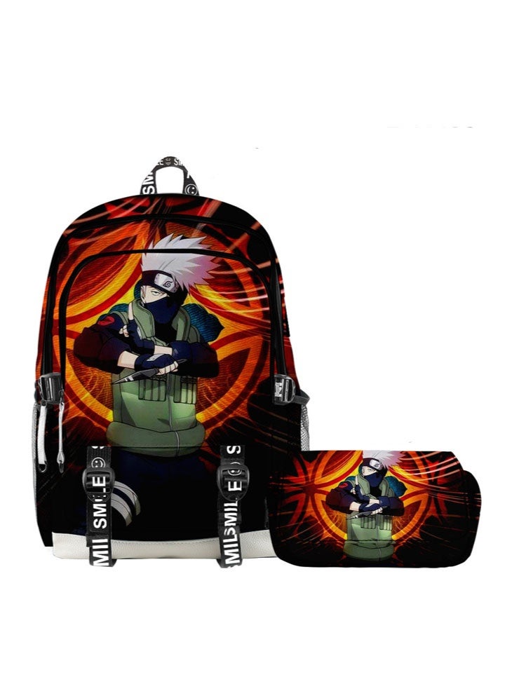 Naruto backpack + double-layer pencil case two-piece suit men and women leisure sports travel backpack student school backpack - Image 1