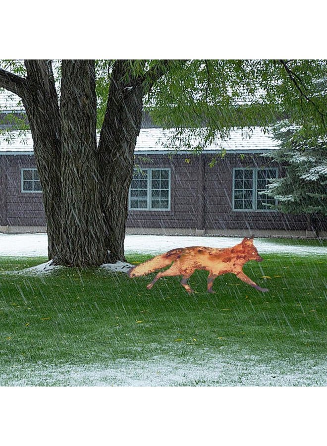 CREATCABIN Rustic Metal Fox Garden Decoration Animal Garden Statues Stakes Outdoor Rusty Fox Sculptures Figures for Patio Lawn Yard Backyard Art Decoration Housewarming Chocolate Color 6.1 x 12 inch - Image 5
