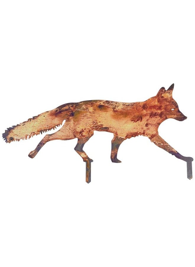 CREATCABIN Rustic Metal Fox Garden Decoration Animal Garden Statues Stakes Outdoor Rusty Fox Sculptures Figures for Patio Lawn Yard Backyard Art Decoration Housewarming Chocolate Color 6.1 x 12 inch - Image 1