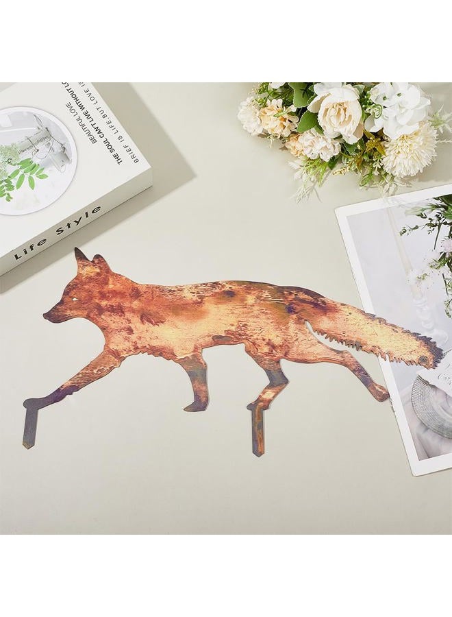 CREATCABIN Rustic Metal Fox Garden Decoration Animal Garden Statues Stakes Outdoor Rusty Fox Sculptures Figures for Patio Lawn Yard Backyard Art Decoration Housewarming Chocolate Color 6.1 x 12 inch - Image 3
