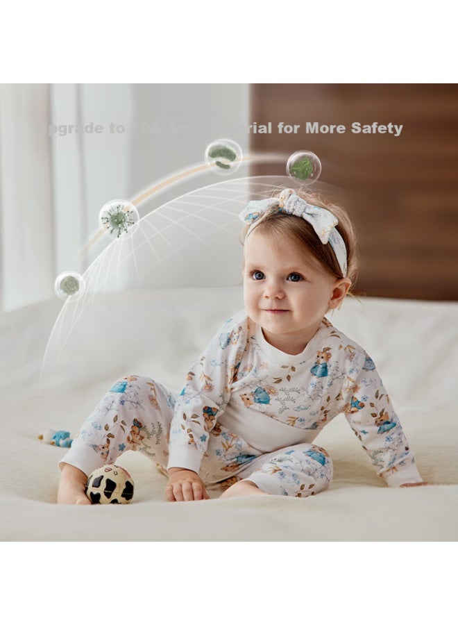 Ouyun Baby And Children's Pajamas, Autumn And Winter Sleepwear For Boys And Girls, Pure Cotton High-waist Tummy Protection Warm Set, Hamster Bun, Size 73 - Image 3