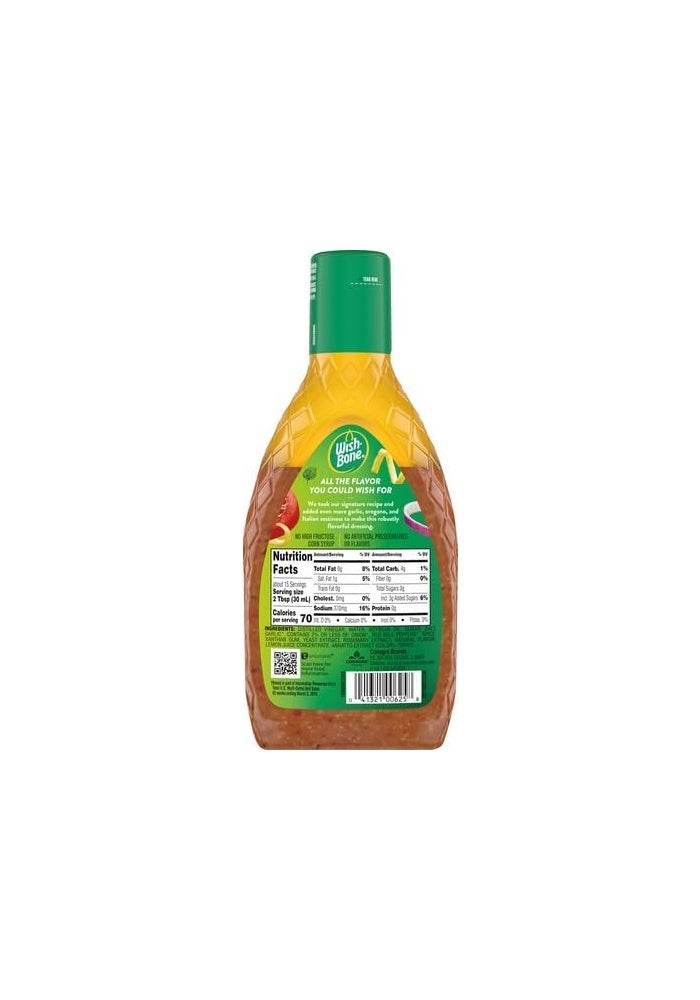 Wish Bone Wish-Bone Zesty Robusto Italian Dressing, 15 fl oz - Bold Flavor with Garlic and Oregano - Image 2