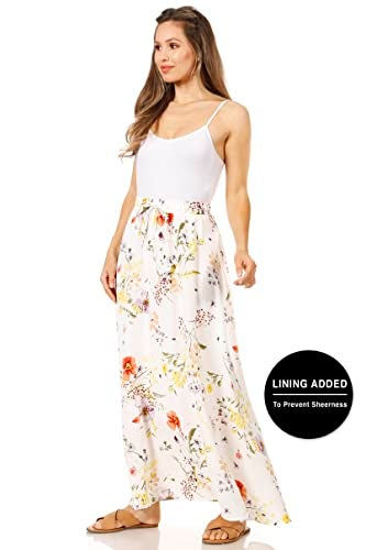 Simlu Floral Maxi Skirts for Women Long Length Reg & Plus Size Skirts for Women & Teens, Summer Beach Coverup Skirt Aline Flowy Elastic High Waisted Midi Womens Skirts (Large, Tropical Floral) - Image 4