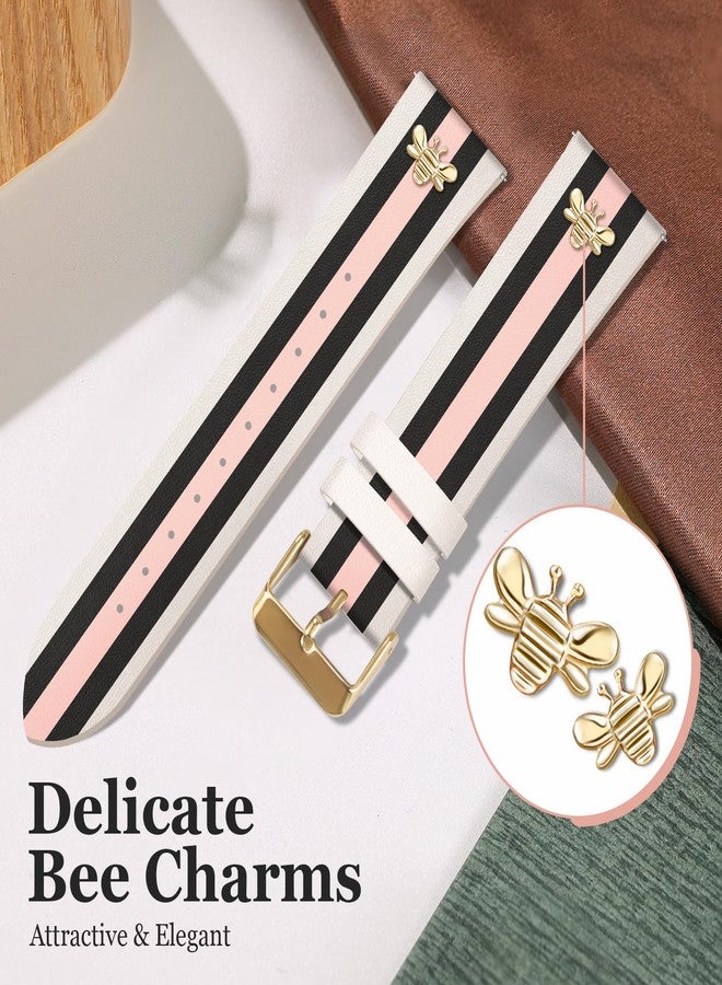 MOINSPIRE Designer Leather Bands with Charms Compatible with Samsung Galaxy Watch 7/6/5/4/Active 2 40mm 44mm/Watch 6 Classic 43mm 47mm/Watch 5 Pro 45mm/Watch 4 Classic 42mm 46mm, 20mm - Image 5