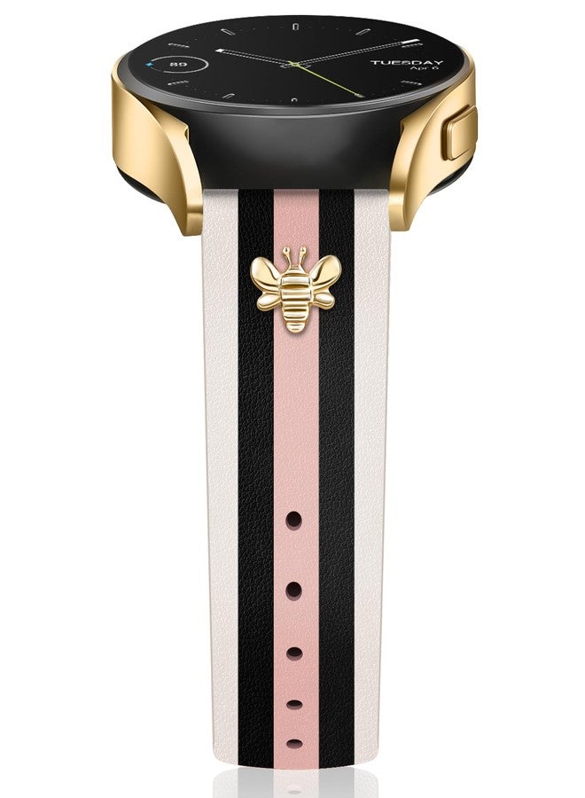 MOINSPIRE Designer Leather Bands with Charms Compatible with Samsung Galaxy Watch 7/6/5/4/Active 2 40mm 44mm/Watch 6 Classic 43mm 47mm/Watch 5 Pro 45mm/Watch 4 Classic 42mm 46mm, 20mm - Image 1