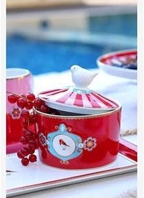 Pip Studio وعاء سكر طيور الحب أحمر / وعاء حلوى 10 سم  - Image 2