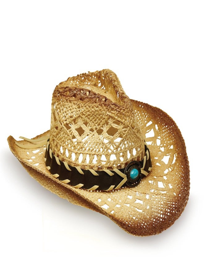 YOUBADU Western Straw Cowboy and Cowgirl Hats with Decorative Bands - Unisex Wide Brim Raffia Style Sun Hat - Image 2