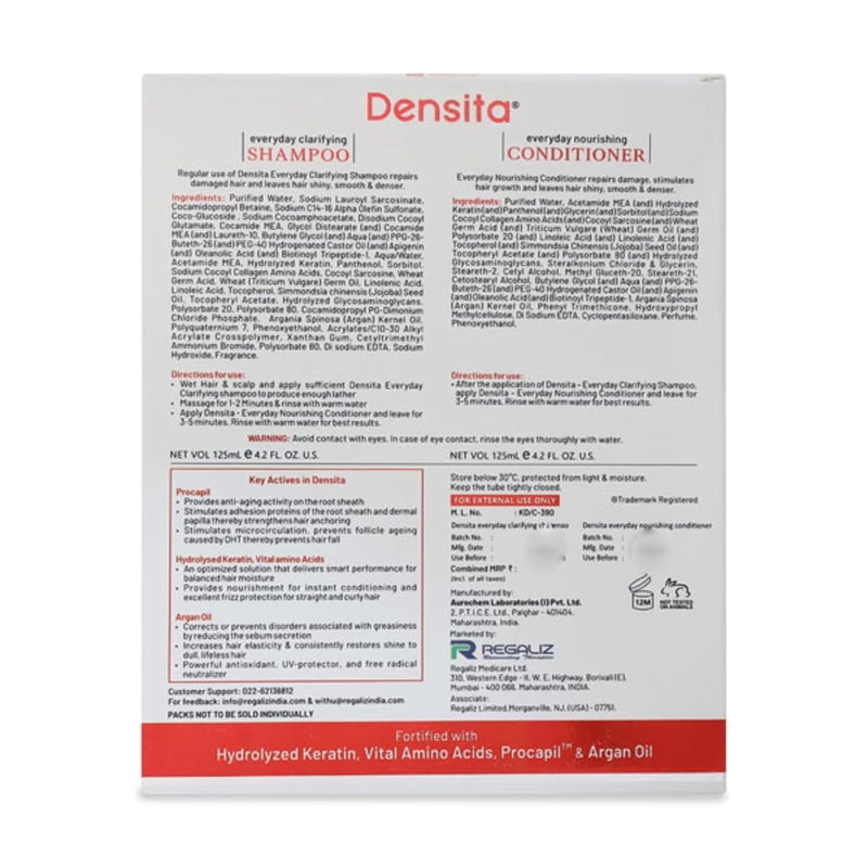 REGALIZ Densita Everyday Clarifying Shampoo Nourishing Conditioner Kit 125ml Each - Image 2