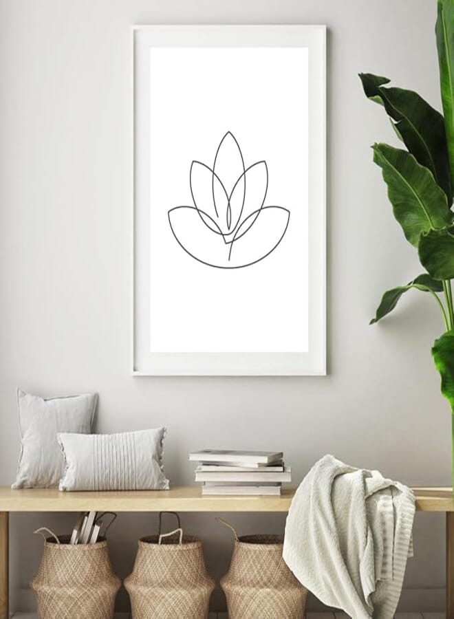 Printed Modern frame Tableau with Glass Protection - Lotus Flower (30X40 cm, BLACK FRAME) 